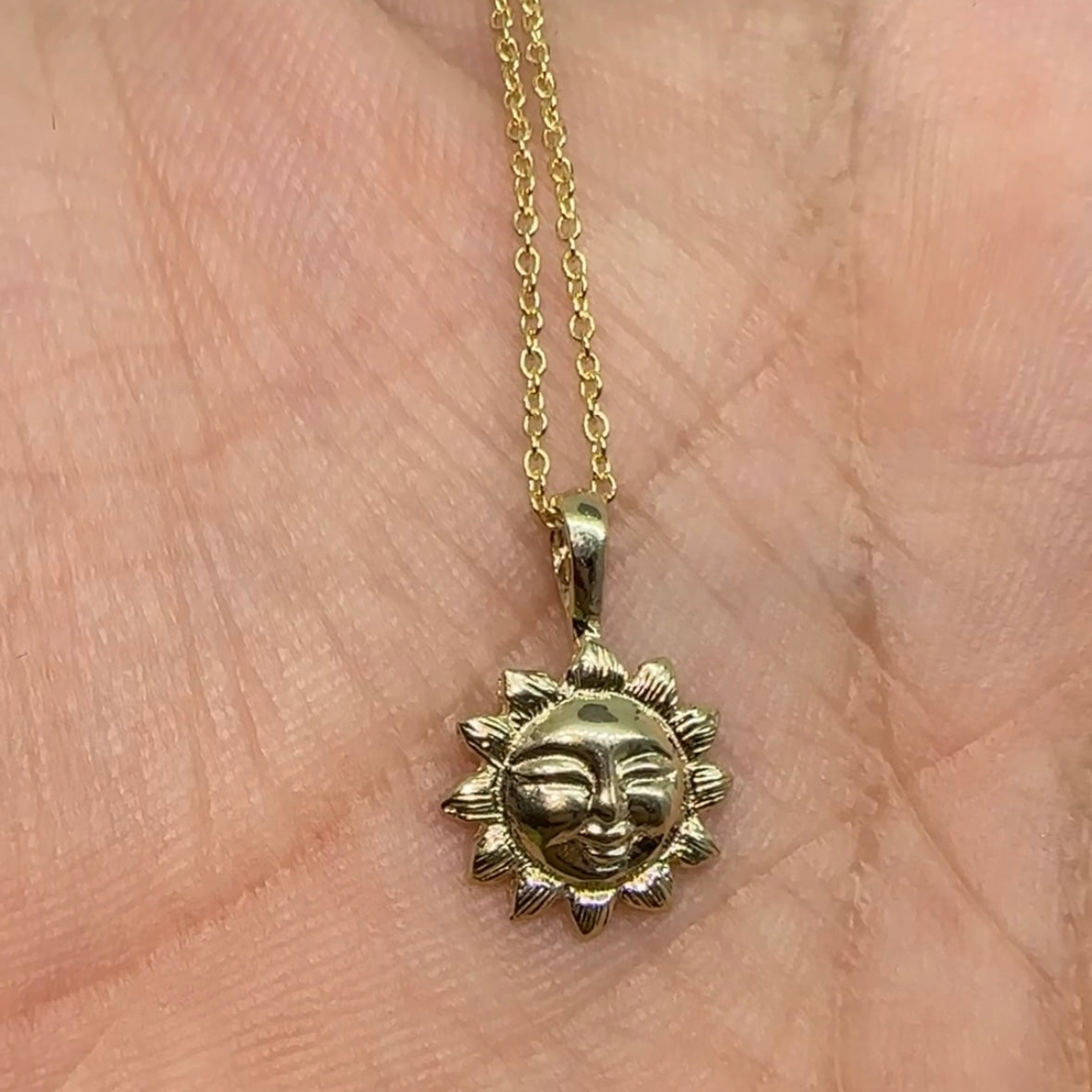 14K Gold Sun Pendant