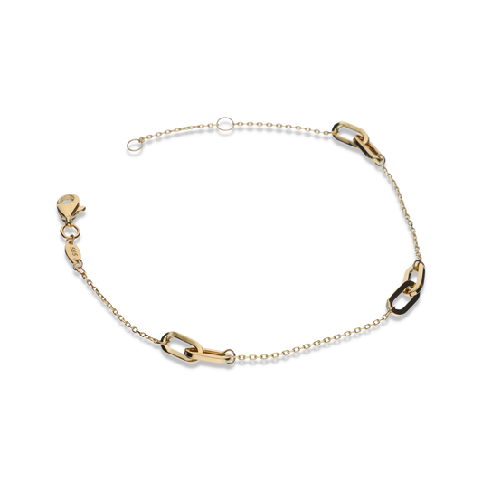 14K Double Oval Paper Clip with Rolo Chain Bracelet