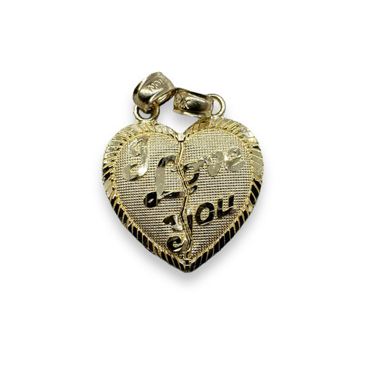 14K Gold “I Love You” Broken Heart Pendant