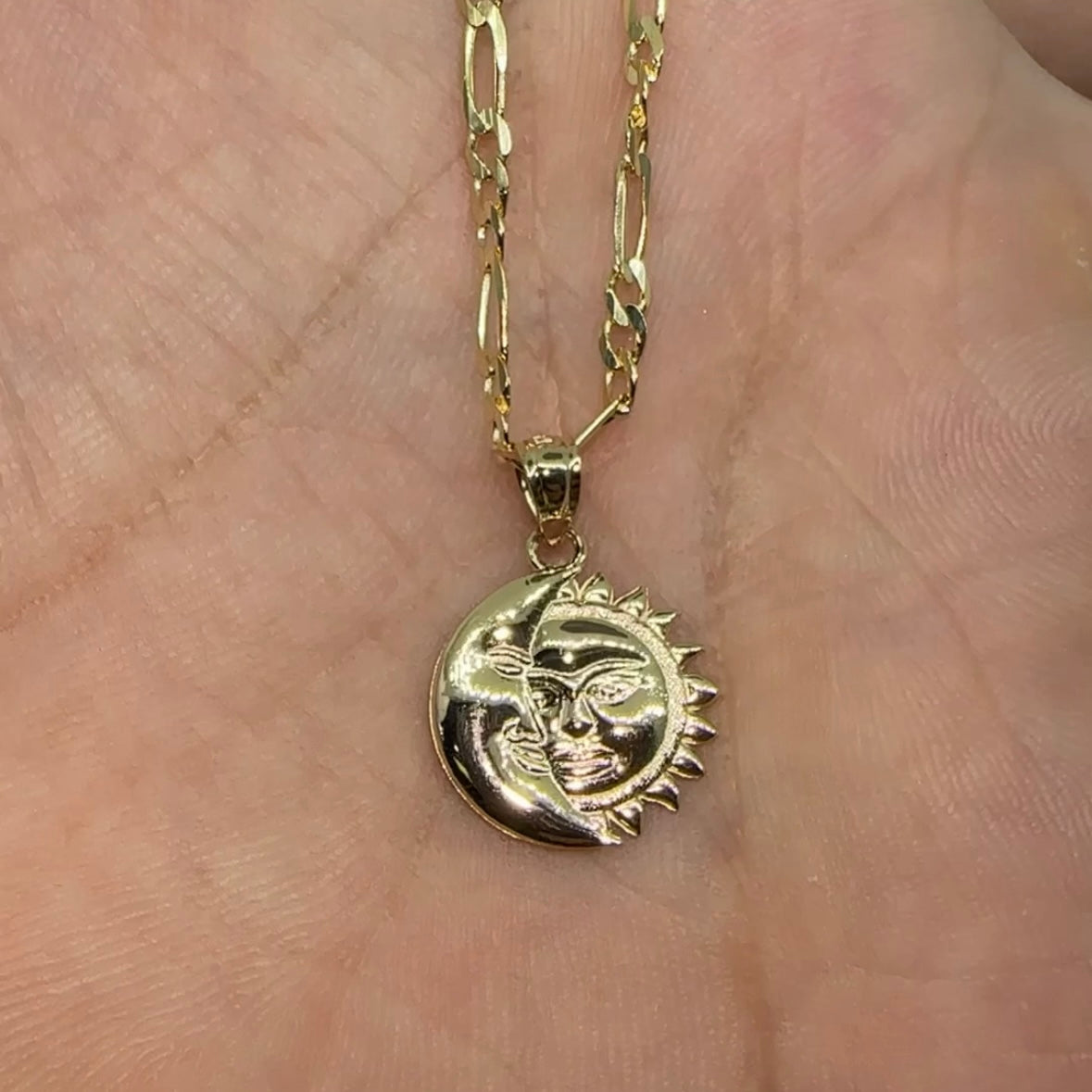 14K Gold Eclipse/ Sun&Moon Pendant