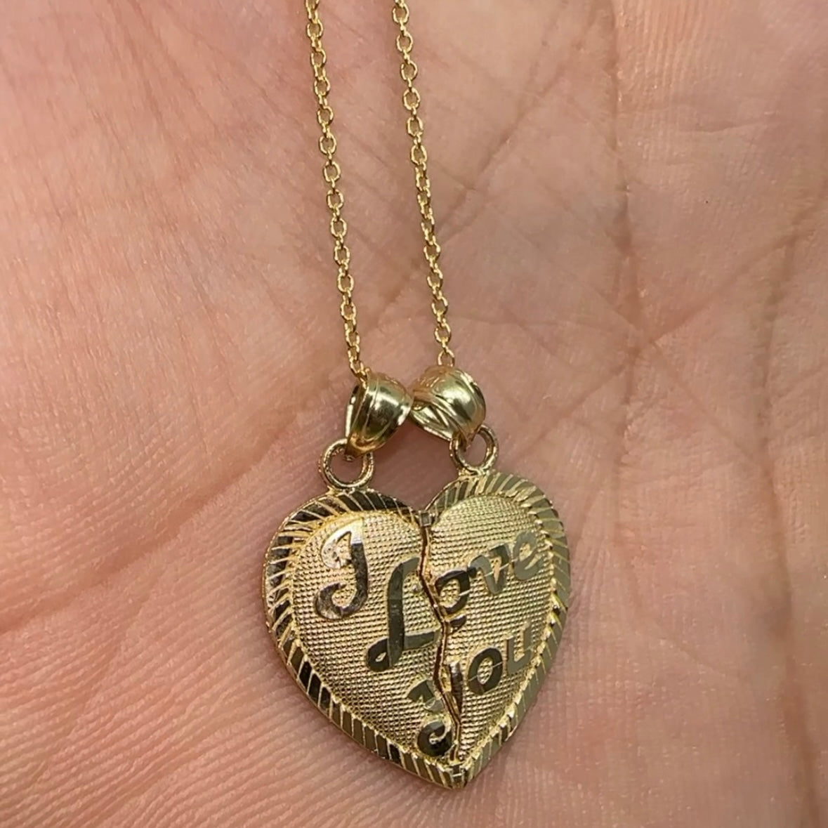 14K Gold “I Love You” Broken Heart Pendant